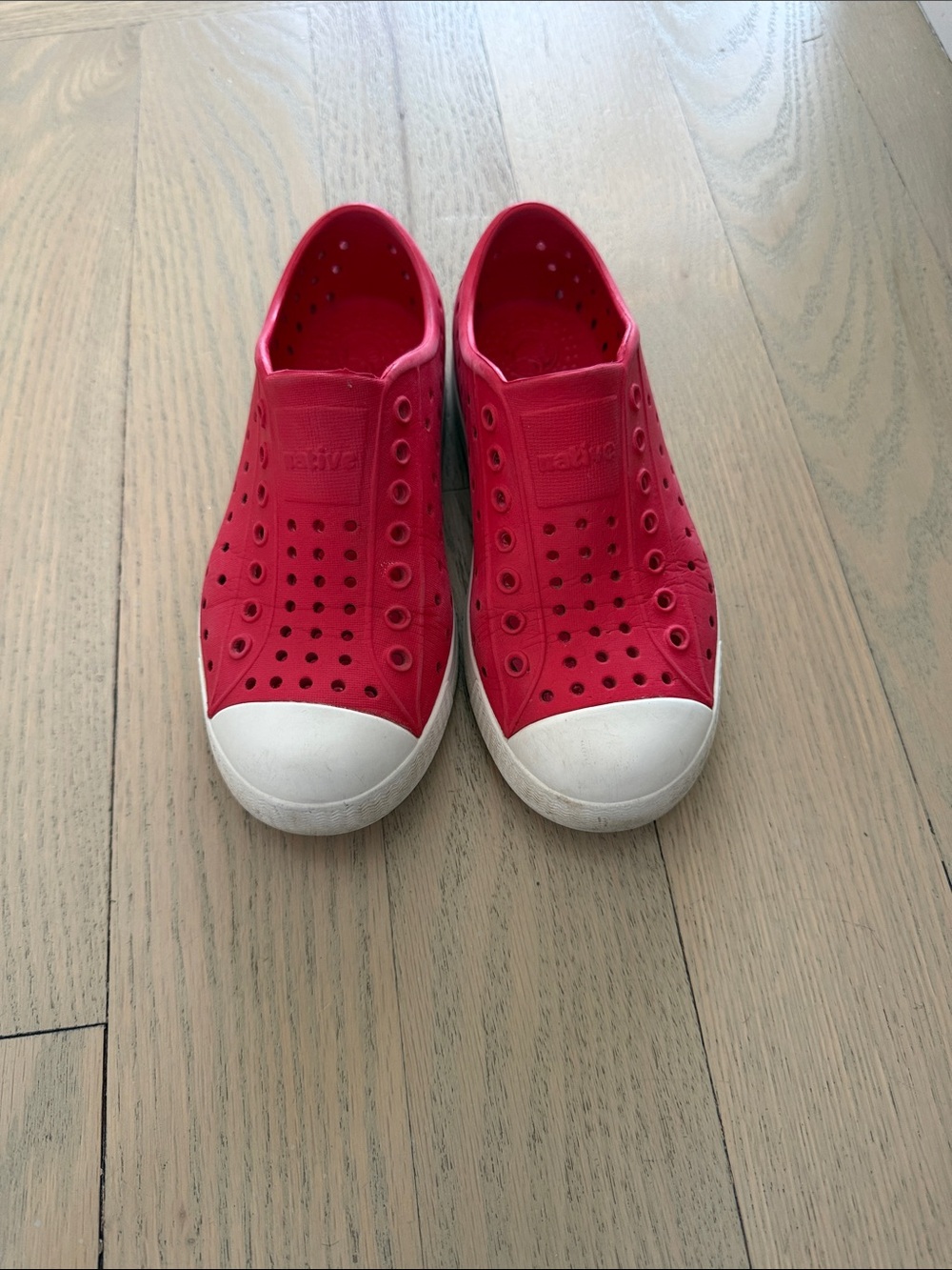 Native Kids Red Slip-On Water Shoes with White Toe Caps